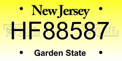 HF88587 New Jersey License Plate