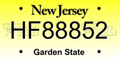 HF88852 New Jersey License Plate