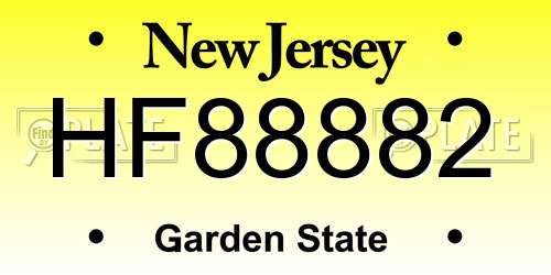 HF88882 New Jersey License Plate