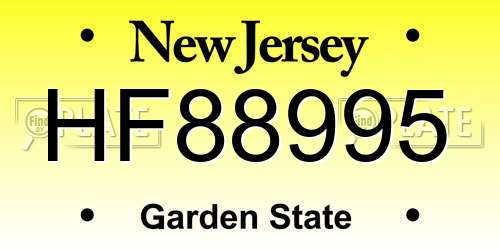 HF88995 New Jersey License Plate