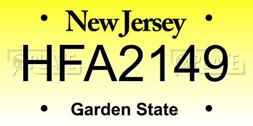 HFA2149 New Jersey License Plate