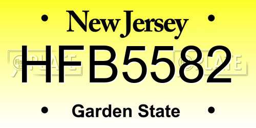 HFB5582 New Jersey License Plate