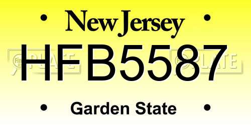 HFB5587 New Jersey License Plate