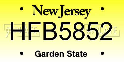 HFB5852 New Jersey License Plate