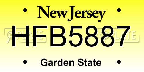 HFB5887 New Jersey License Plate