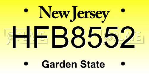 HFB8552 New Jersey License Plate