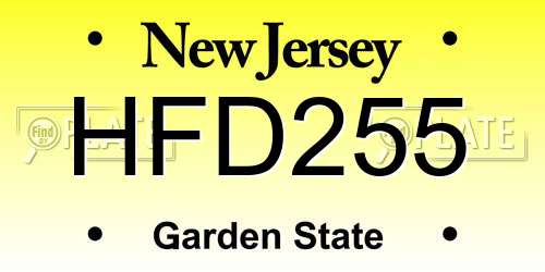 HFD255 New Jersey License Plate