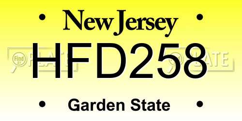 HFD258 New Jersey License Plate