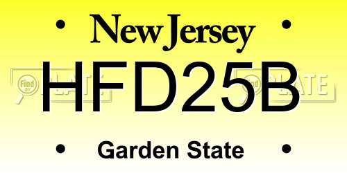 HFD25B New Jersey License Plate