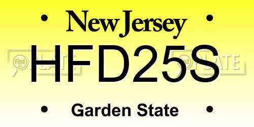 HFD25S New Jersey License Plate