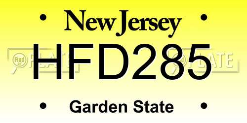 HFD285 New Jersey License Plate