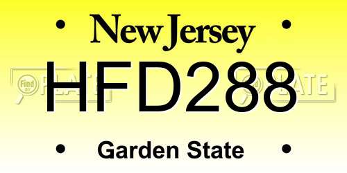 HFD288 New Jersey License Plate