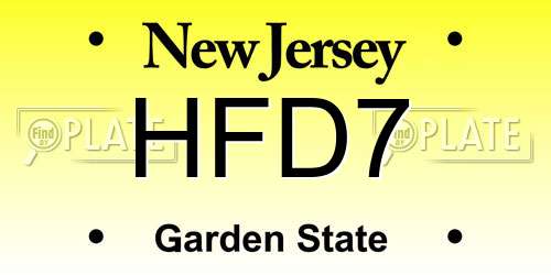 HFD7 New Jersey License Plate