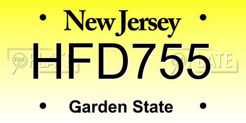 HFD755 New Jersey License Plate