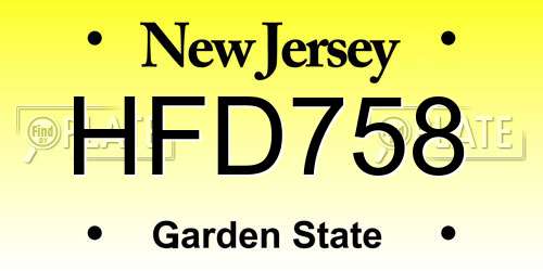 HFD758 New Jersey License Plate