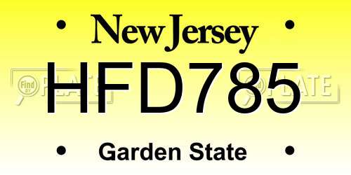 HFD785 New Jersey License Plate