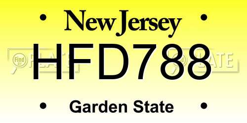 HFD788 New Jersey License Plate