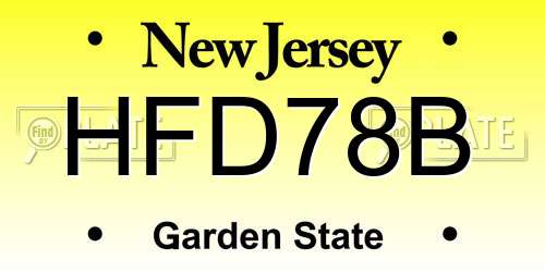 HFD78B New Jersey License Plate