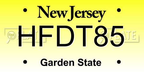 HFDT85 New Jersey License Plate