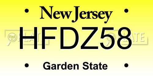HFDZ58 New Jersey License Plate