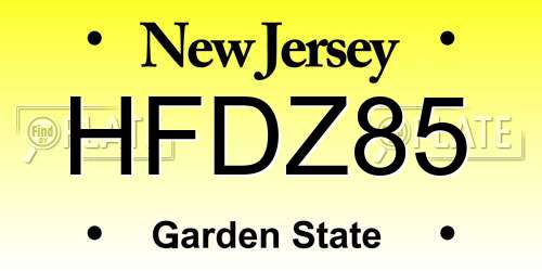 HFDZ85 New Jersey License Plate