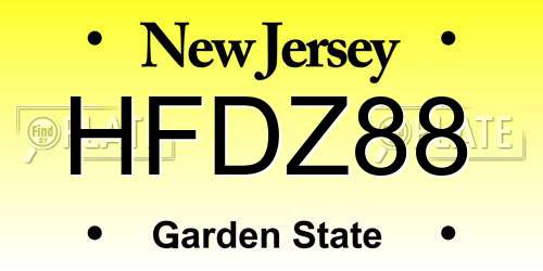 HFDZ88 New Jersey License Plate