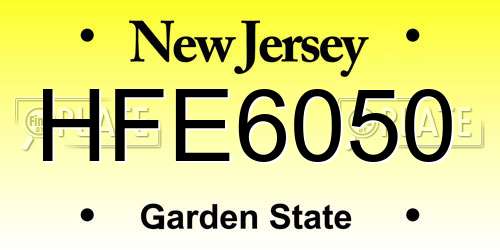 HFE6050 New Jersey License Plate
