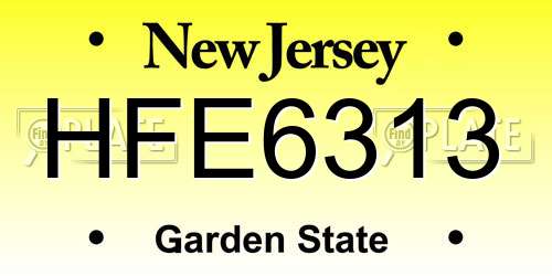HFE6313 New Jersey License Plate