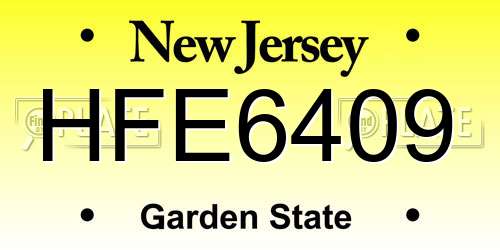 HFE6409 New Jersey License Plate