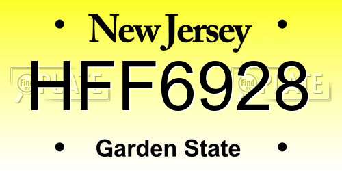HFF6928 New Jersey License Plate