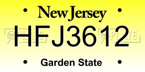 HFJ3612 New Jersey License Plate