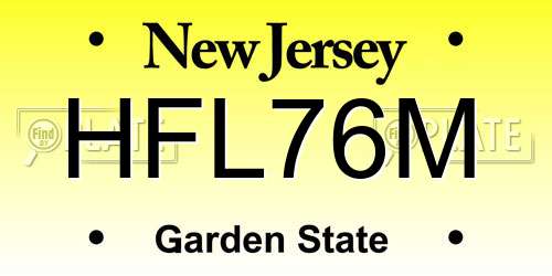 HFL76M New Jersey License Plate