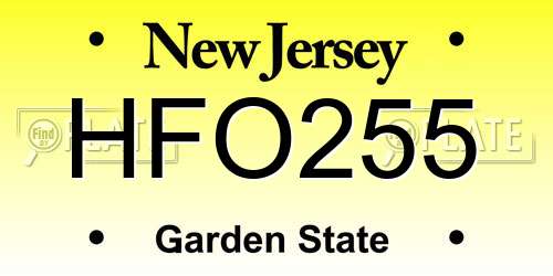 HFO255 New Jersey License Plate