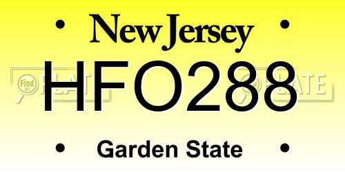 HFO288 New Jersey License Plate