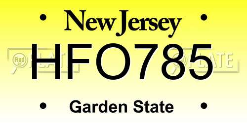 HFO785 New Jersey License Plate