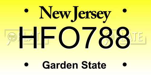 HFO788 New Jersey License Plate