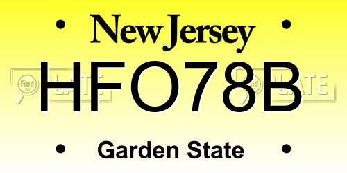 HFO78B New Jersey License Plate
