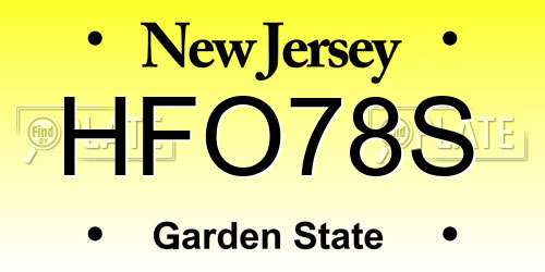 HFO78S New Jersey License Plate