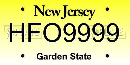 HFO9999 New Jersey License Plate