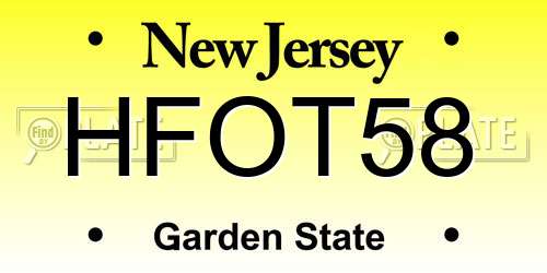 HFOT58 New Jersey License Plate