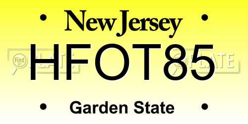 HFOT85 New Jersey License Plate