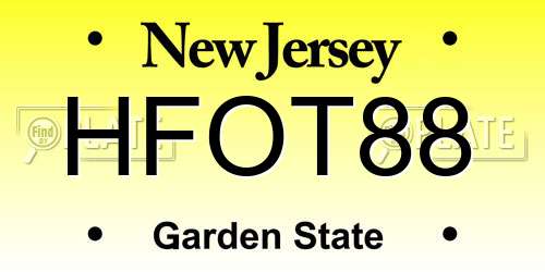 HFOT88 New Jersey License Plate