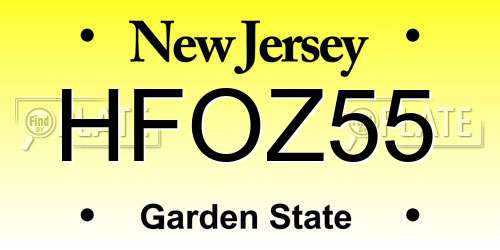 HFOZ55 New Jersey License Plate
