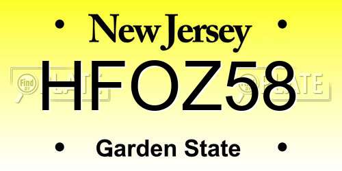 HFOZ58 New Jersey License Plate