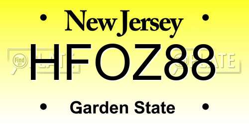 HFOZ88 New Jersey License Plate