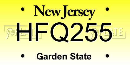 HFQ255 New Jersey License Plate
