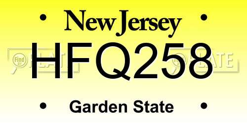 HFQ258 New Jersey License Plate