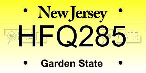 HFQ285 New Jersey License Plate