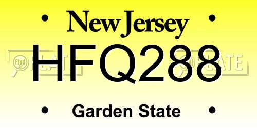 HFQ288 New Jersey License Plate