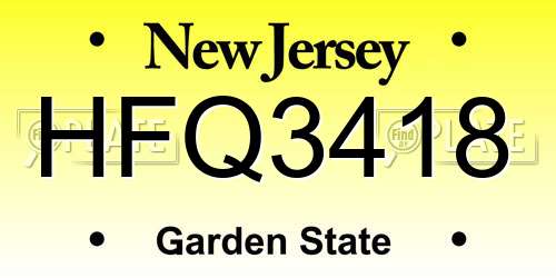 HFQ3418 New Jersey License Plate